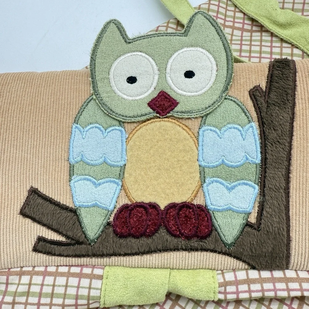 Lambs And Ivy Owl‎ Woodland Tales Nursery Diaper Stacker Green/Brown Check